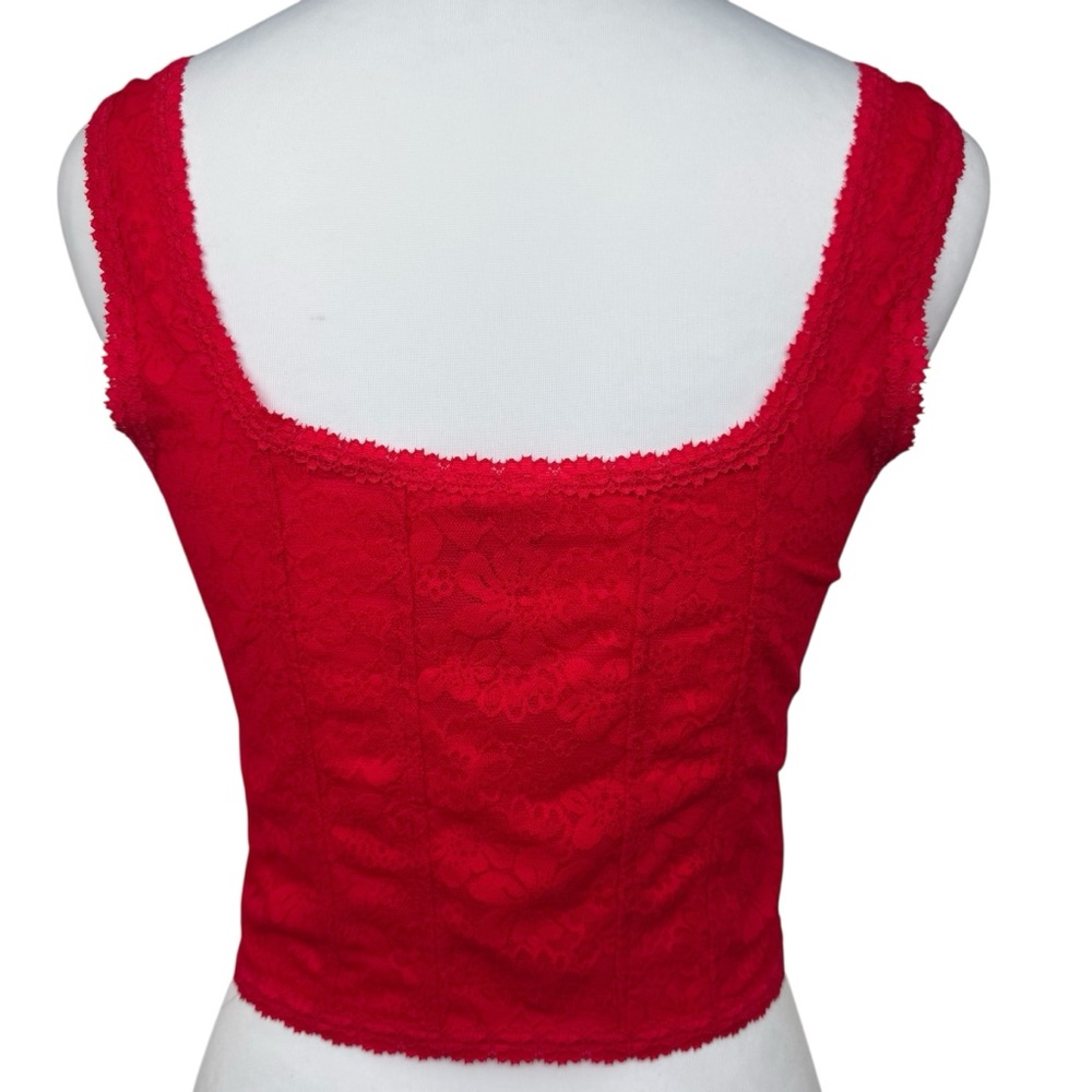 NWT PiNK Victoria’s Secret The Cinched Corset Red Lace Bralette Tank Top Cami L - Picture 5 of 8